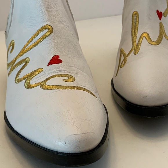 Modern Vice Chic Shit White Embroidered Boot Sz 8 B21/1 - Picture 5 of 15